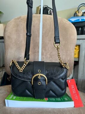 Rosetti Black Hudson Crossbody with Gold Chain Accents Strap New with Tag